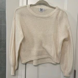 Princess Polly White Cropped Thin Sweater Size: M/L